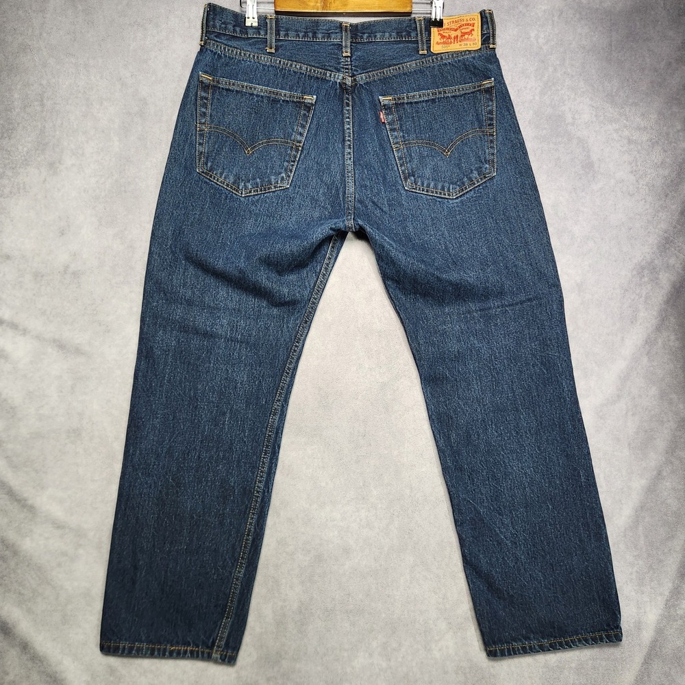 Levis 505 Mens‎ Regular Fit Blue Jeans Straight Fit Size 38x30 Zipper Fly
